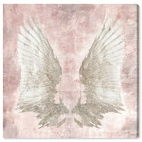 A Wynwood Studio Fashion and Glam Wall Art vászon nyomtatja a 'Chie's Freedom Wings' tollát - rózsaszín, fehér