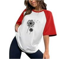 Tavaszi póló felsők Női Divat nyomtatás kerek nyak alatt derék Rövid ujjú blúz Clearance alatt $10