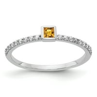 Primal Gold Karat fehér arany gyémánt és citrin gyűrű