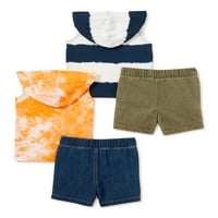 Wonder Nation kisfiú és kisgyermek fiú kapucnis tank és rövidnadrág MI & Match Summer ruhakészlet, 4 darab, 12 m-5T