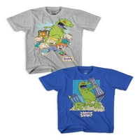 Nickelodeon Boys Rugrats Reptar Grafikus pólók, 2-Pack, Méret 4-18