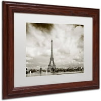 Védjegy Szépművészet Párizs Eiffel -torony és ember Canvas Art készítette: Preston White Mat, Wood Frame