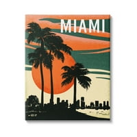 Stupell Industries trópusi Miami Palms Silhouette Graphic Galéria csomagolt vászon nyomtatott fali művészet, Ziwei