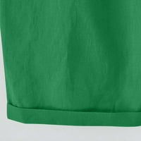 Női nadrág női nyári szilárd öt pont nagy méretű pamut vászon nadrág alkalmi nadrág Zöld Xxxl