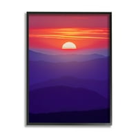 Stupell Red Sunrise Mountain Horizon tájfotózás fekete keretes művészeti nyomtatási fal művészet
