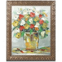 Védjegy Képzőművészet Tavaszi virágok egy vázában 11 vászon művészet, Hai Odelia, arany díszes keret