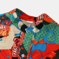 hanxiulin férfi nyári alkalmi hawaii nyomtatott ing felsők rövid ujjú Állvány galléros ing blúz