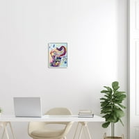 Virágmintás szórakoztató elefántállatok és rovarok festés fehér keretes művészeti nyomtatási fal művészet