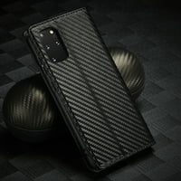 Ofocase kompatibilis a Samsung Galaxy S Wallet Case klasszikus szénszálas bőr Kickstand fedéllel-Fekete