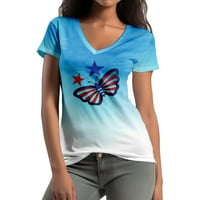 - nyakú póló július 4-én,női póló alkalmi, 3D nyomtatású pólók Női Női Ing,2XS-8XL méretű ing