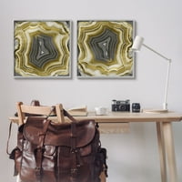 Stupell absztrakt arany és szürke achát természet Absztrakt fotózás szürke keretes művészeti nyomtatási fali művészet,