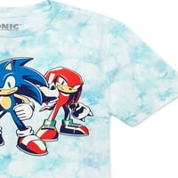 Sonic the Hedgehog Boys tie Festék rövid ujjú grafikus póló, Méretek 4-18
