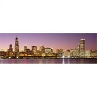 Panoráma képek Alkonyat Skyline Chicago IL USA Poszter Nyomtatás panoráma képek - 12