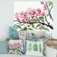 Designart 'rózsaszín virágzó virágfa' hagyományos vászon fali művészet