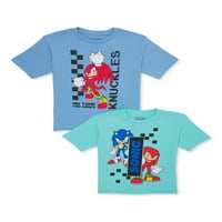 Boys Sonic Hedgehog Knuckles grafikus póló, 2-Pack, Méretek XS-XXL