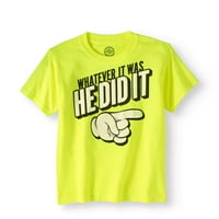 Fiúk, humoros, rövid ujjú grafikus póló, biztonság zöld